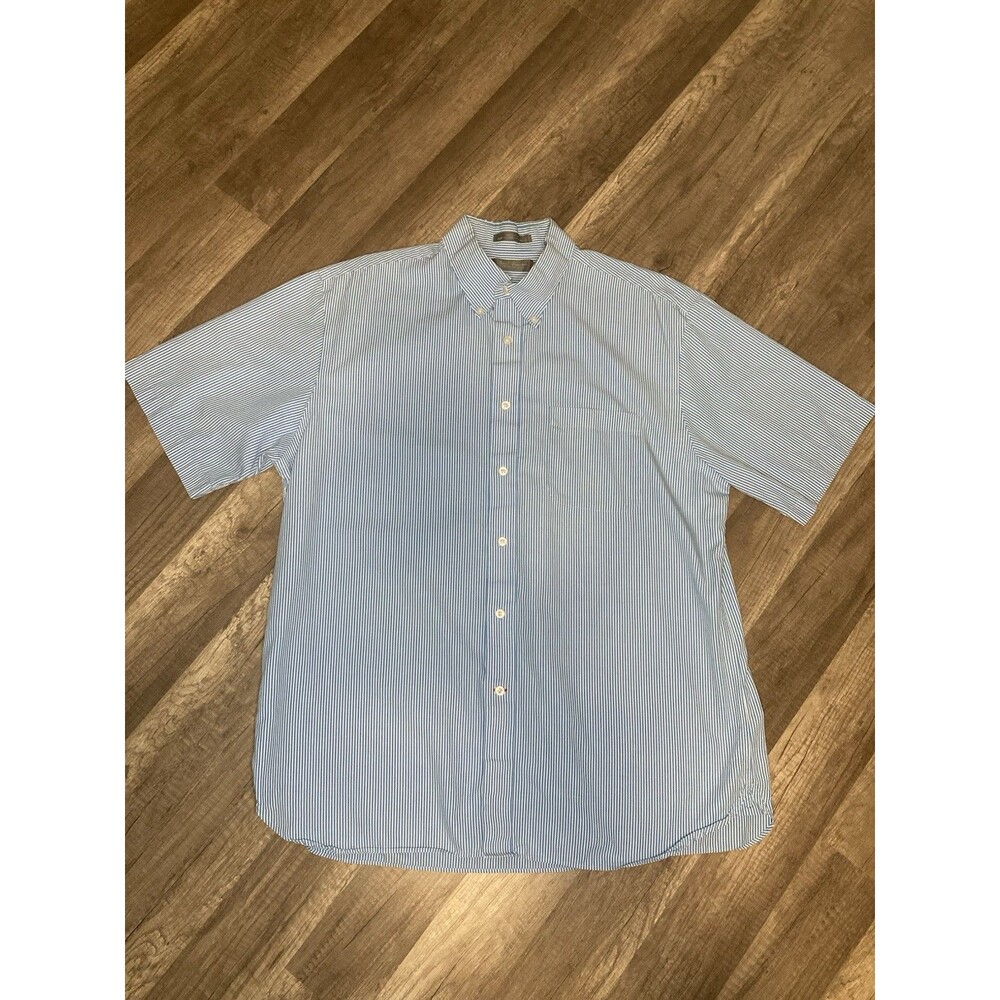 Daniel Cremieux Mens Dress Shirt L Blue White Striped 100% Cotton Button Dapper - Picture 2 of 8